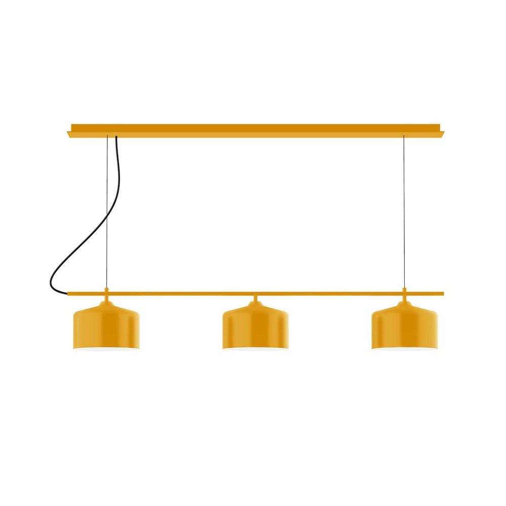 Montclair Lightworks CHD419-21 3-Light Linear Axis Chandelier Bright Yellow Finish
